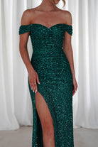 PINK BOOM Debs & Prom Dresses Vilma Sequin Mermaid Gown | Emerald Green