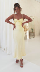Everleigh Soft Satin Midi  | Butter Yellow 