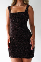 Zareena Sequin Mini Dress | Brown | Oh Hello Clothing | S (8)