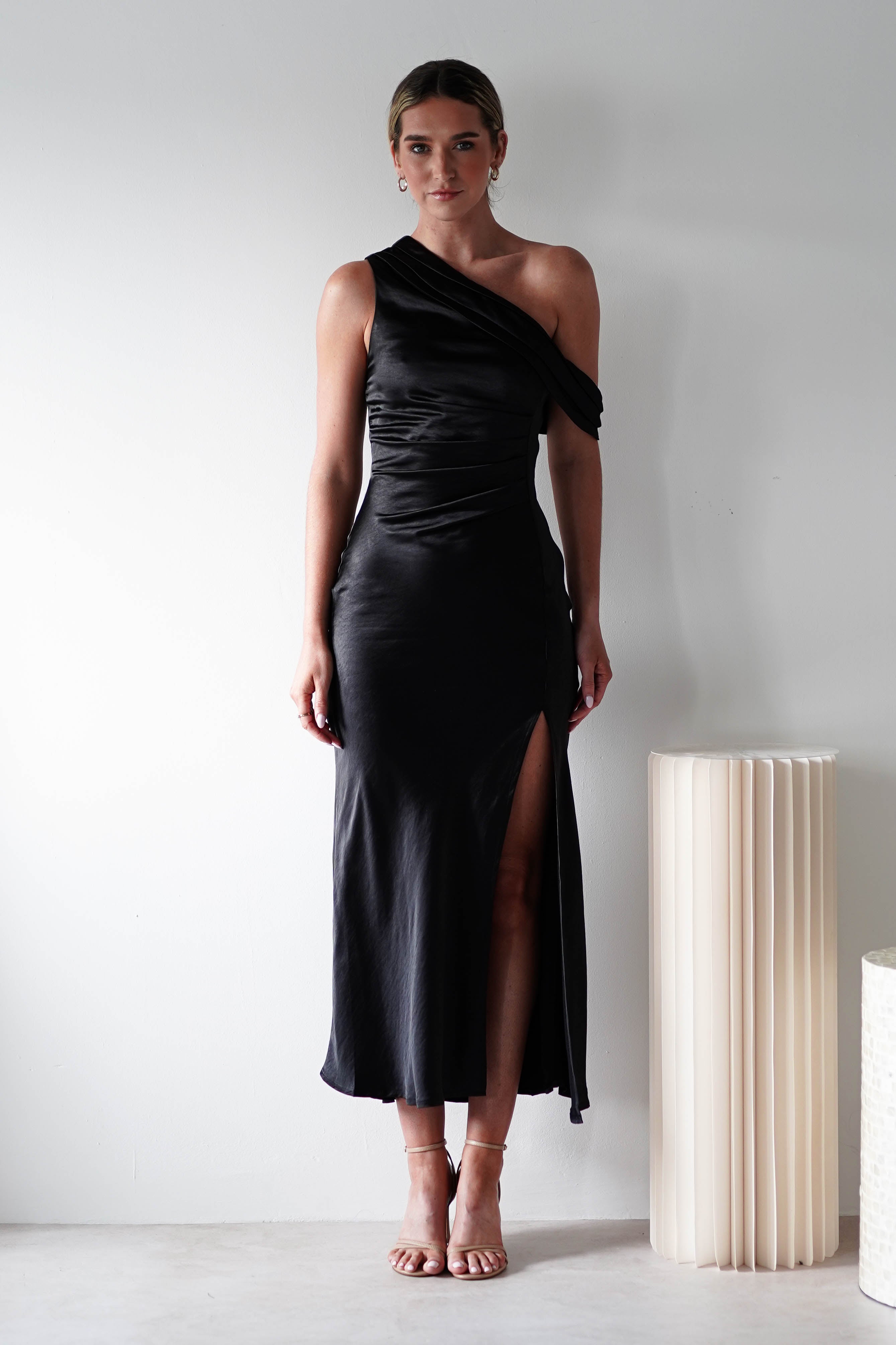 Zeila Soft Satin Maxi Dress | Black | Oh Hello Clothing | XS (6)