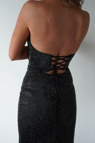Zohra Cut Out Strapless Rhinestone Gown | Black | Oh Hello Clothing | S (8)