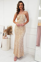 Kennedy Sequin Bodycon Gown | Gold - Oh Hello Clothing