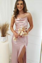 Love Silky Satin Gown | Blush - Oh Hello Clothing