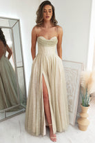 Aurora Corset Glitter Gown | Gold - Oh Hello Clothing