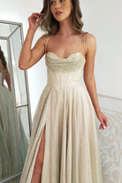 Aurora Corset Glitter Gown | Gold - Oh Hello Clothing