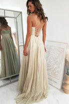 Aurora Corset Glitter Gown | Gold - Oh Hello Clothing