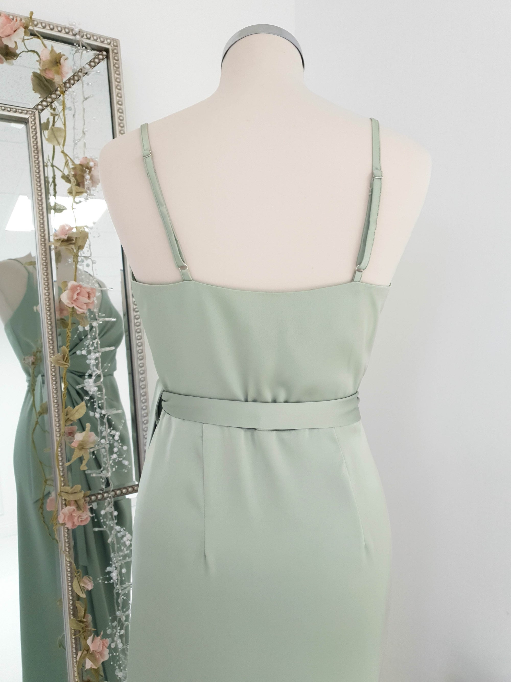 Carrie Midi Wrap Dress | Sage Green | Oh Hello Clothing | XS (6)
