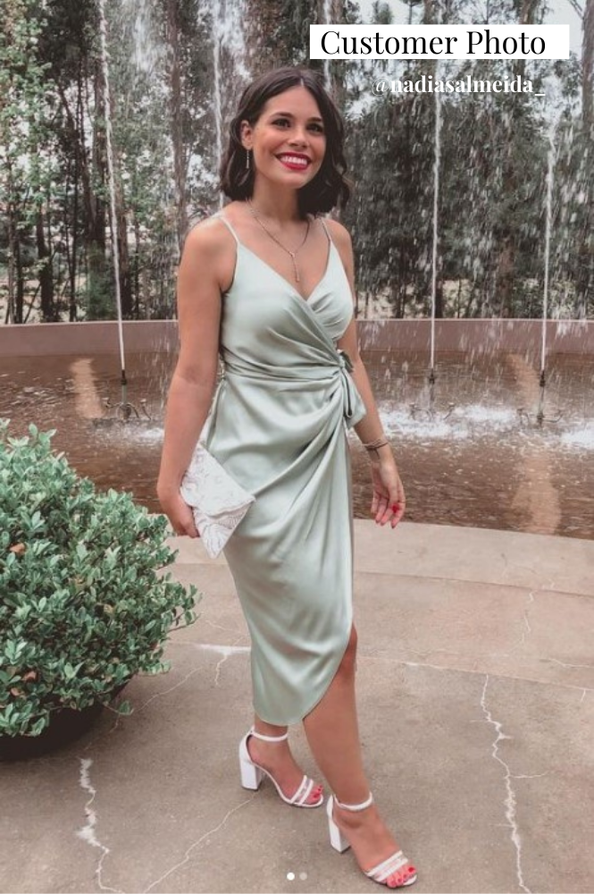 Oh Hello Clothing Wedding Guest Dresses * CHANCGED TO CARRIE Clemence Wrap Midi Dress | Sage Green
