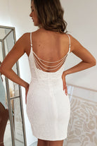 Ivanna Beaded Back Mini Dress | White - Oh Hello Clothing