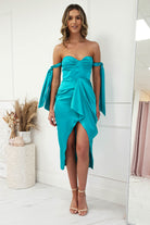 HERE COMES THE SUN On Sale Avianna Satin Midi Dress | Aqua