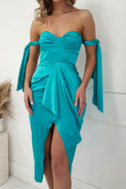 HERE COMES THE SUN On Sale Avianna Satin Midi Dress | Aqua