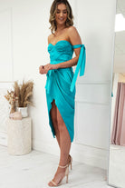 HERE COMES THE SUN On Sale Avianna Satin Midi Dress | Aqua