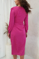 Louise Wrap Satin Midi  | Hot Pink - Oh Hello Clothing