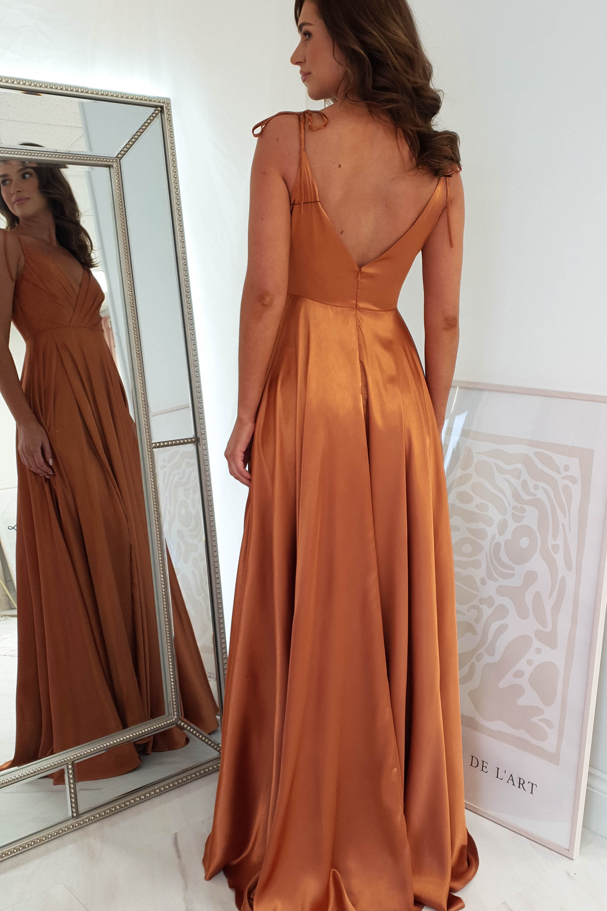 Rio Soft Satin Gown | Sunset Orange