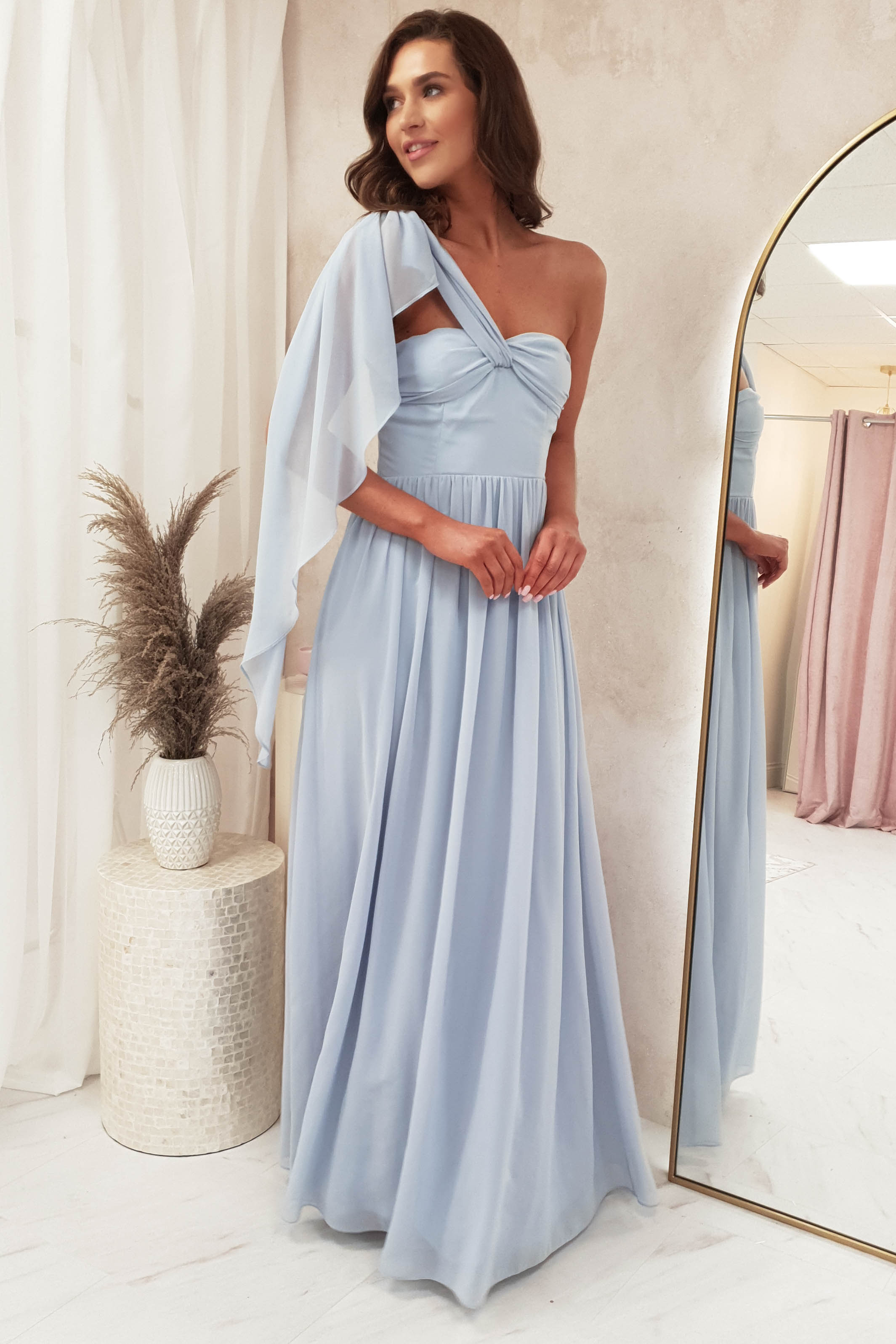 Estella Chiffon Maxi Dress Dusty Blue Oh Hello Clothing