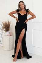 Liena Feather Detail Gown | Black Shimmer | Oh Hello Clothing | S (8)