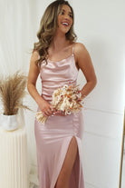 Love Silky Satin Gown | Blush - Oh Hello Clothing