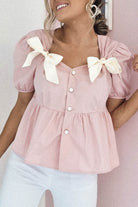 Minnie Bow Detail Blouse | Pink - Oh Hello Clothing