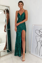 Mulan Sequin Gown | Emerald Green - Oh Hello Clothing