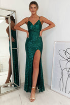 Mulan Sequin Gown | Emerald Green - Oh Hello Clothing