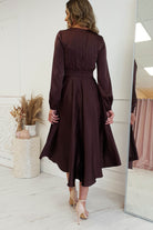 Nicola Satin Tie Front Midi  | Chocolate - Oh Hello Clothing