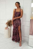 Quinn Long Sequin Gown | Pink/Black | Oh Hello Clothing | S (8)