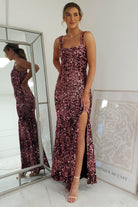 Quinn Long Sequin Gown | Pink/Black | Oh Hello Clothing | S (8)