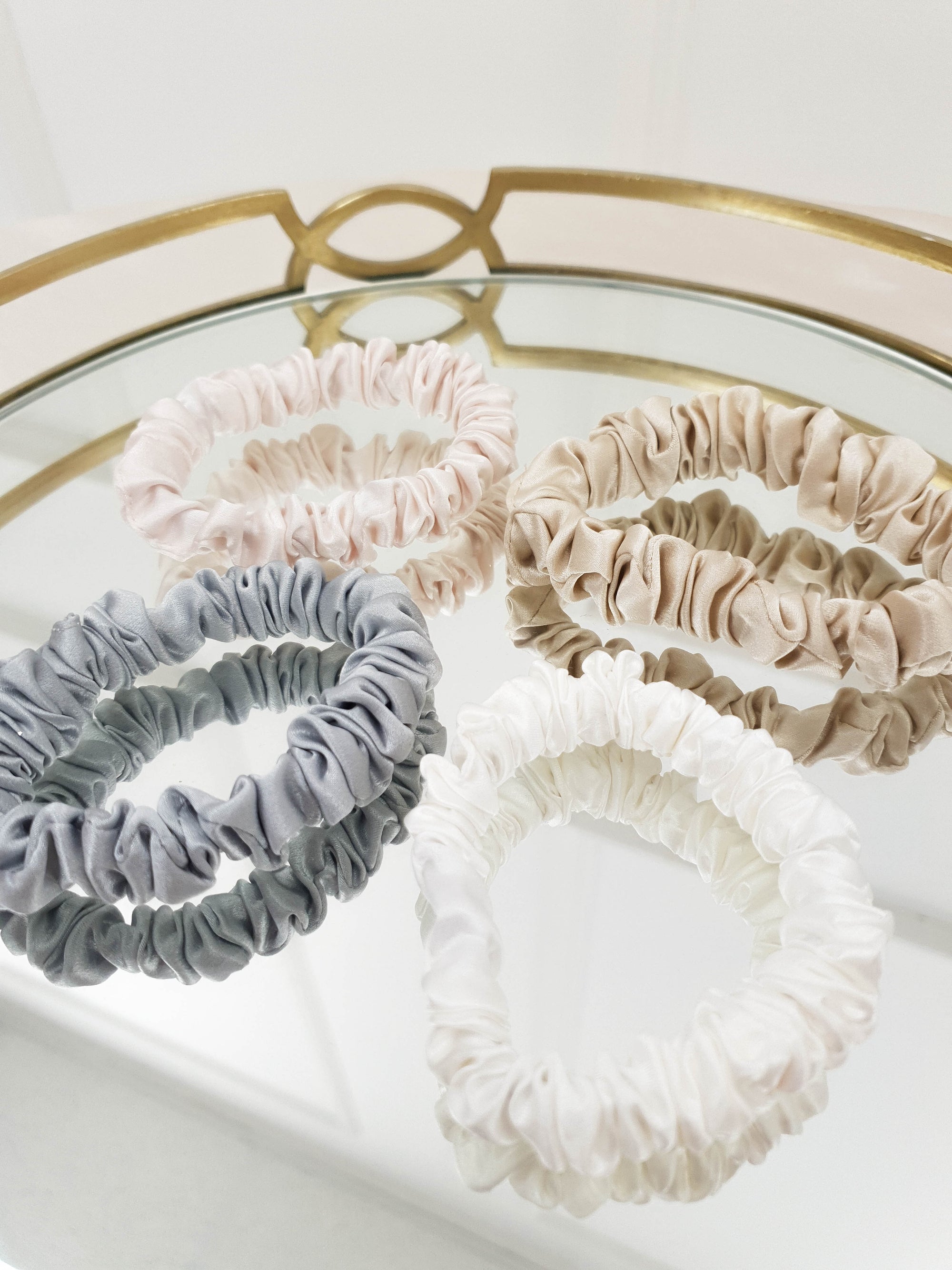 SilkLee | Luxury Slim Mulberry Silk Scrunchies | 4 pack | Oh Hello Clothing |