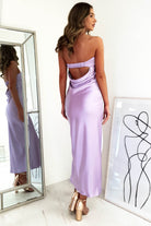 Shareen On Sale Whitney Satin Strapless Midi Dress | Lilac